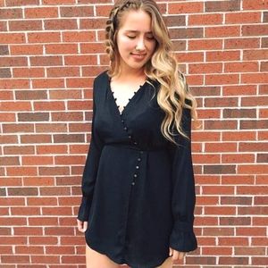 Gentle Fawn Elijah Faux-Wrap Dress in Black Small